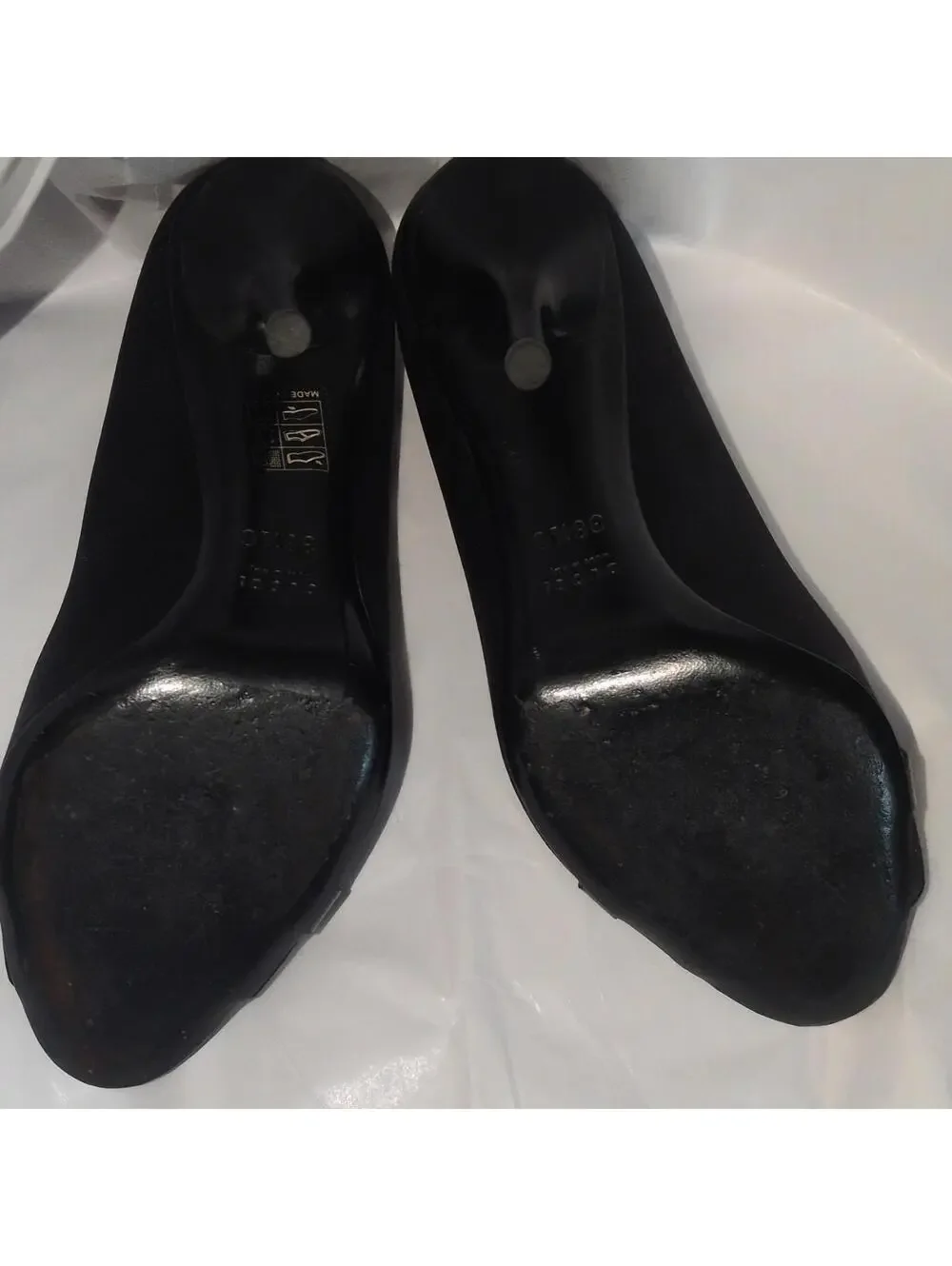 Vintage Gucci Black Rhinestone Buckle Peep Toe Stiletto Satin Pumps 36.5 C/US 7